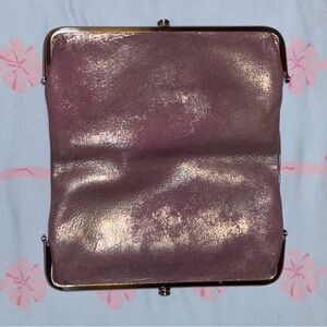 HOBO Lauren- Pink Clutch with Metallic Finish and Metal Frame